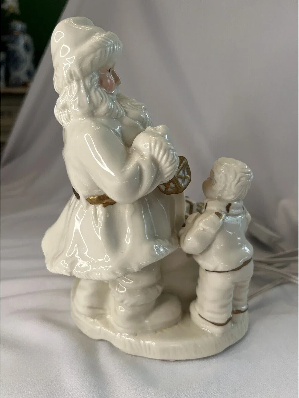 Porcelain Santa Claus Ivory Night Light Lamp